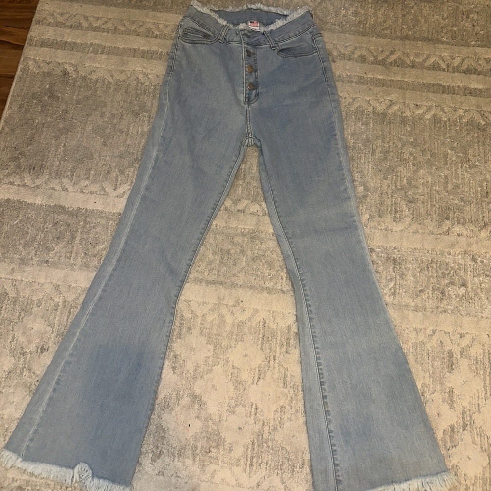 Y2K U Jeans Los Angeles High Rise Flare Jeans Women's Size 7/8  Raw Hem
